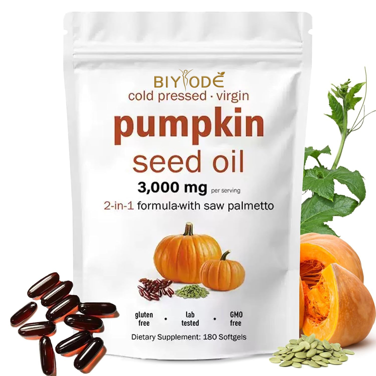 Pumpkin Seed Oil with Saw Palmetto 300 Softgels | Cold Pressed, Pure Virgin Oil, Essential Fatty Acids & Phytosterols | Non-GMO