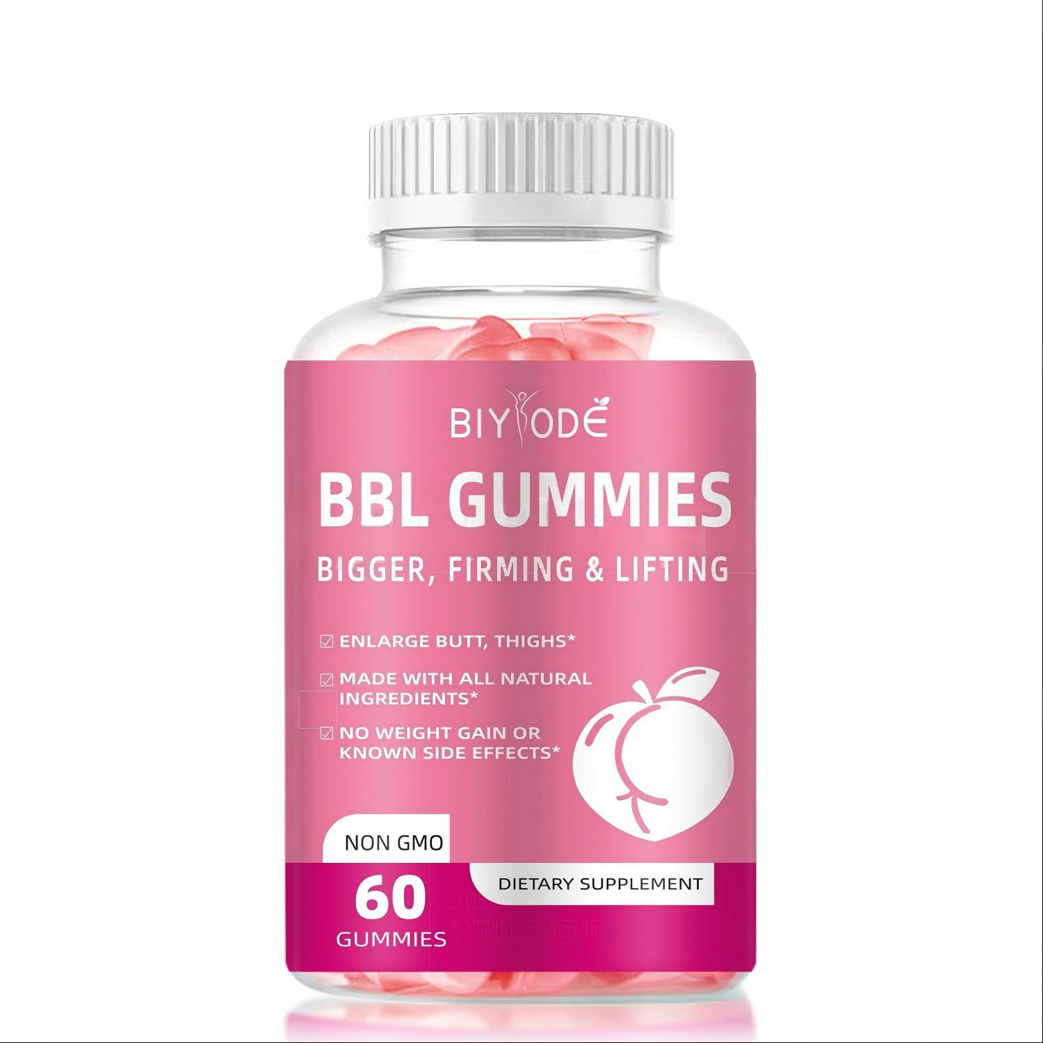 BIYODE BBL GUMMIES for Butt Enhancement - Bigger, Firming & Lifting, All Natural Butt Growth Supplement with Phytoestrogens, Hormone Balance Herbs, Collagen - Vegan, Keto Friendly, Gluten Free, Non-GMO, 60 Gummies