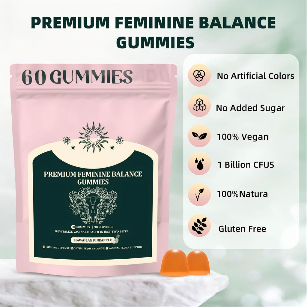 Premium Feminine Balance Gummies for Women, Hawaiian Pineapple Gummies for Women PH Balance Support - Immune Support Gluten-Free - 60 Gummies - 30 Servings