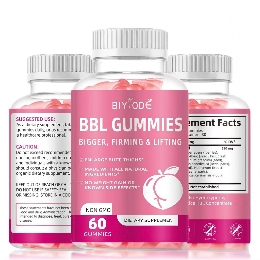 BIYODE BBL GUMMIES for Butt Enhancement - Bigger, Firming & Lifting, All Natural Butt Growth Supplement with Phytoestrogens, Hormone Balance Herbs, Collagen - Vegan, Keto Friendly, Gluten Free, Non-GMO, 60 Gummies