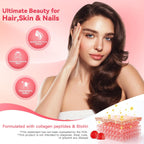 Collagen Gummies with Biotin, Vitamin C & E, Hydrolyzed Collagen Peptides for Hair, Skin & Nail Support, Peach Flavor, Sugar Free, Gluten Free, 30 Day Supply