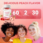 Collagen Gummies with Biotin, Vitamin C & E, Hydrolyzed Collagen Peptides for Hair, Skin & Nail Support, Peach Flavor, Sugar Free, Gluten Free, 30 Day Supply