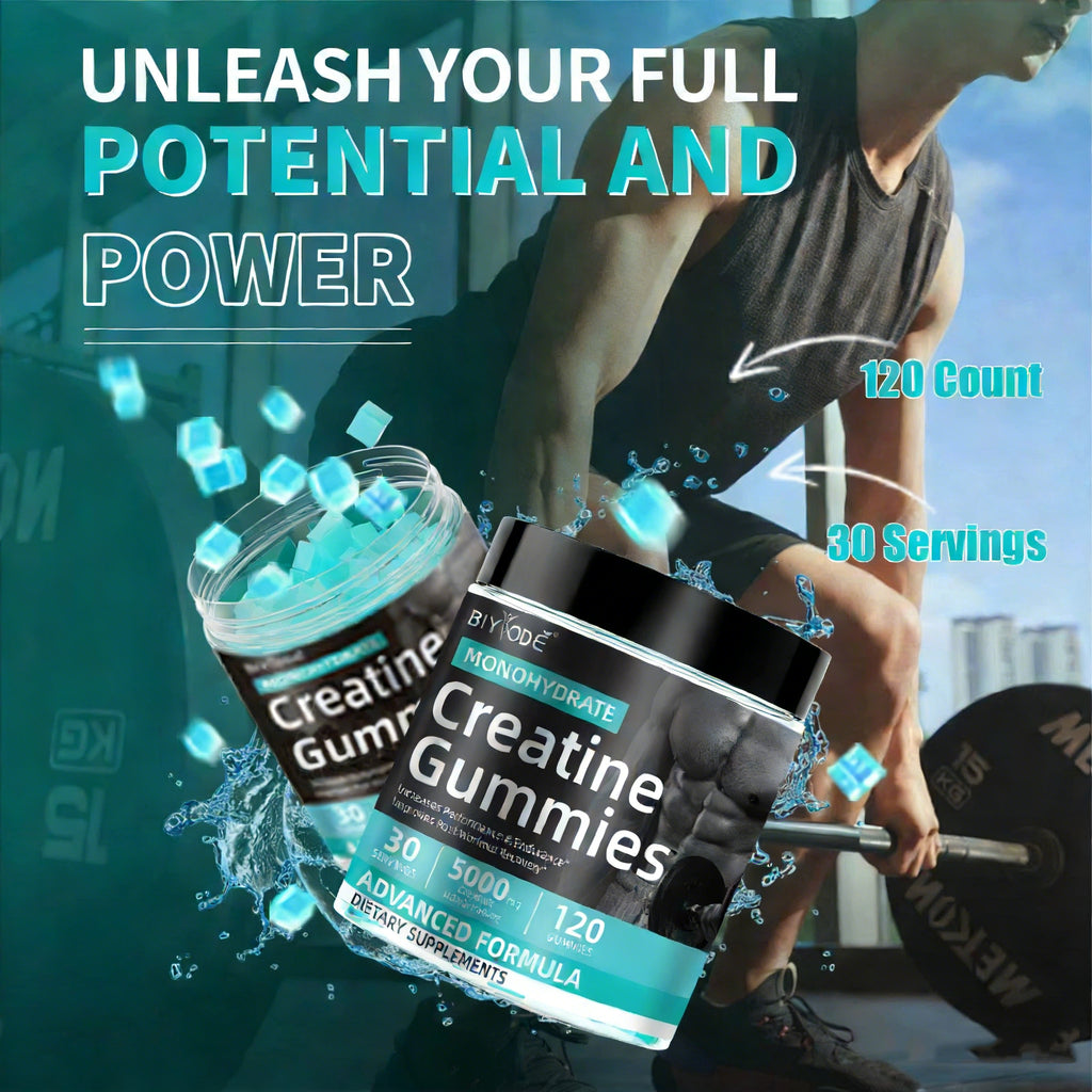 Creatine Monohydrate Gummies - 5000mg Per Serving, 120 Count (30 Servings) Creatine Supplements for Men & Women, Boost Workout Performance, Endurance & Post-Workout Recovery, Advanced Formula Dietary Supplement