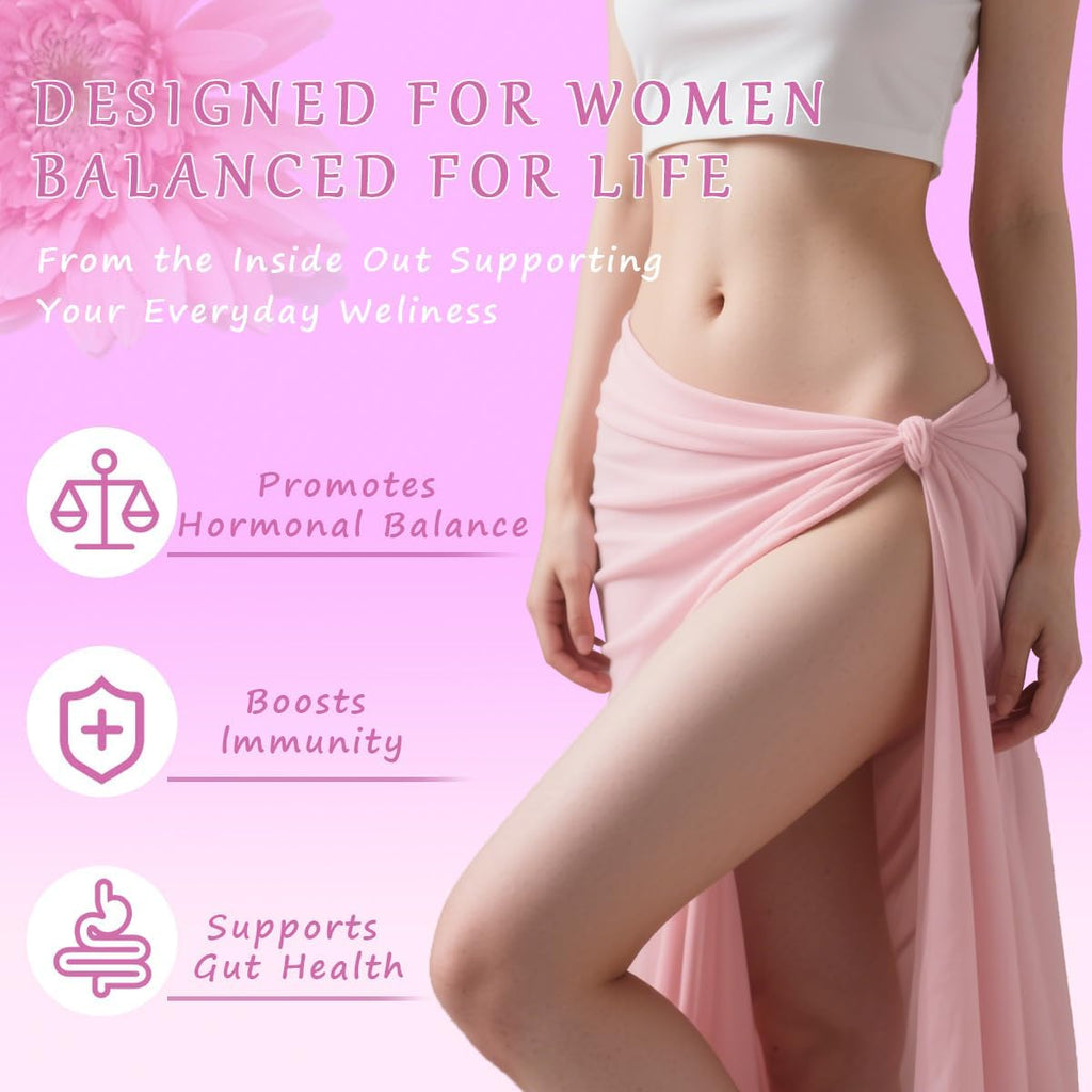 Juicy Probiotic Gummies for Women, Pineapple Flavor, pH Balance and Gut Health Support with Slippery Elm, Vegan