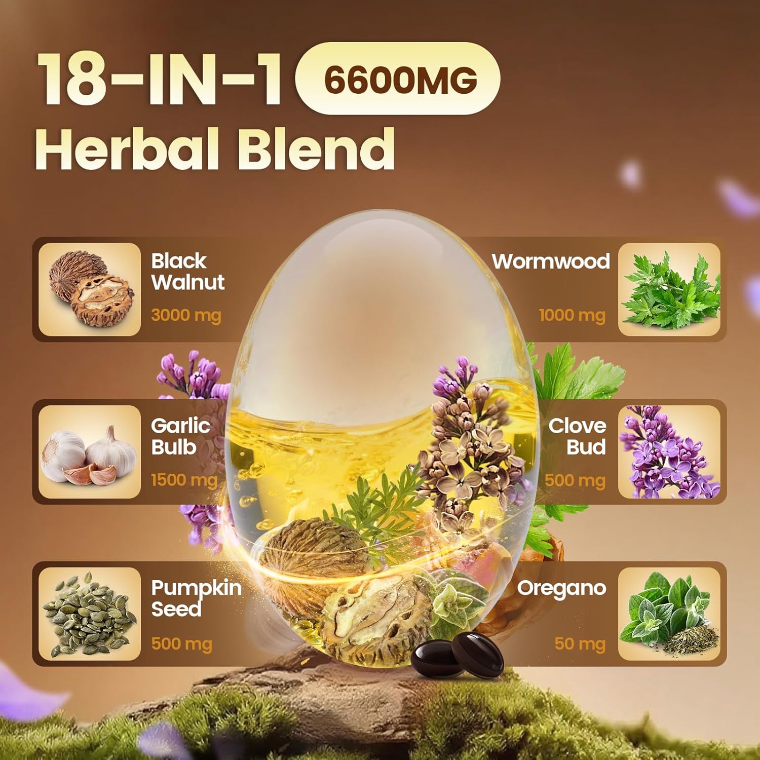 18-in-1 Black Walnut Wormwood Cleanse for Humans, 80 Day Supply, 6600mg Serving, Rapid Gut Cleanse & Digestive Health with Clove, Garlic, Turmeric, Pumpkin Seed, Oregano, Berberine & More 240 Softgels