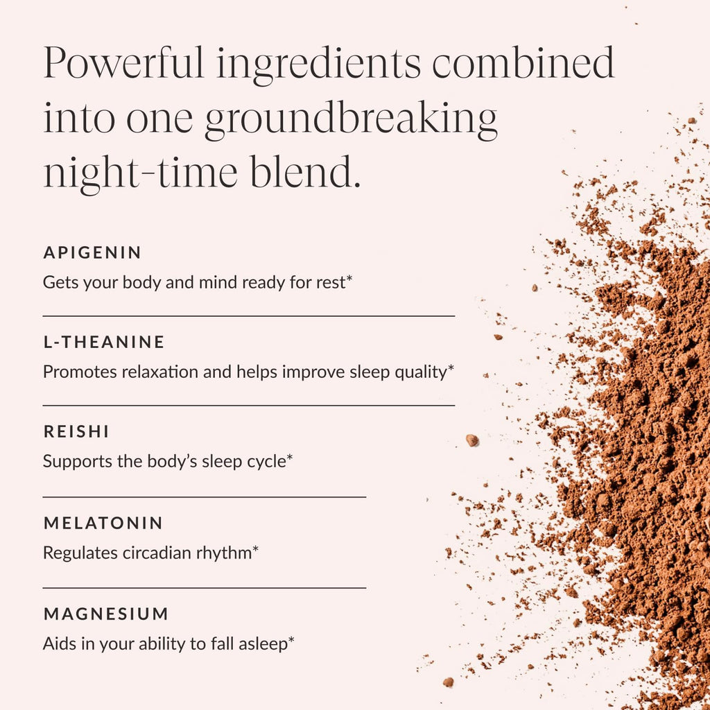 Dream Sleep Powder, L-Theanine, Apigenin, Reishi and Magnesium, Third Party Tested Natural Sleep Aid & Sleep Supplement, Health and Wellness Gift, Natural Sleep Support, Non-GMO, 30 Servings