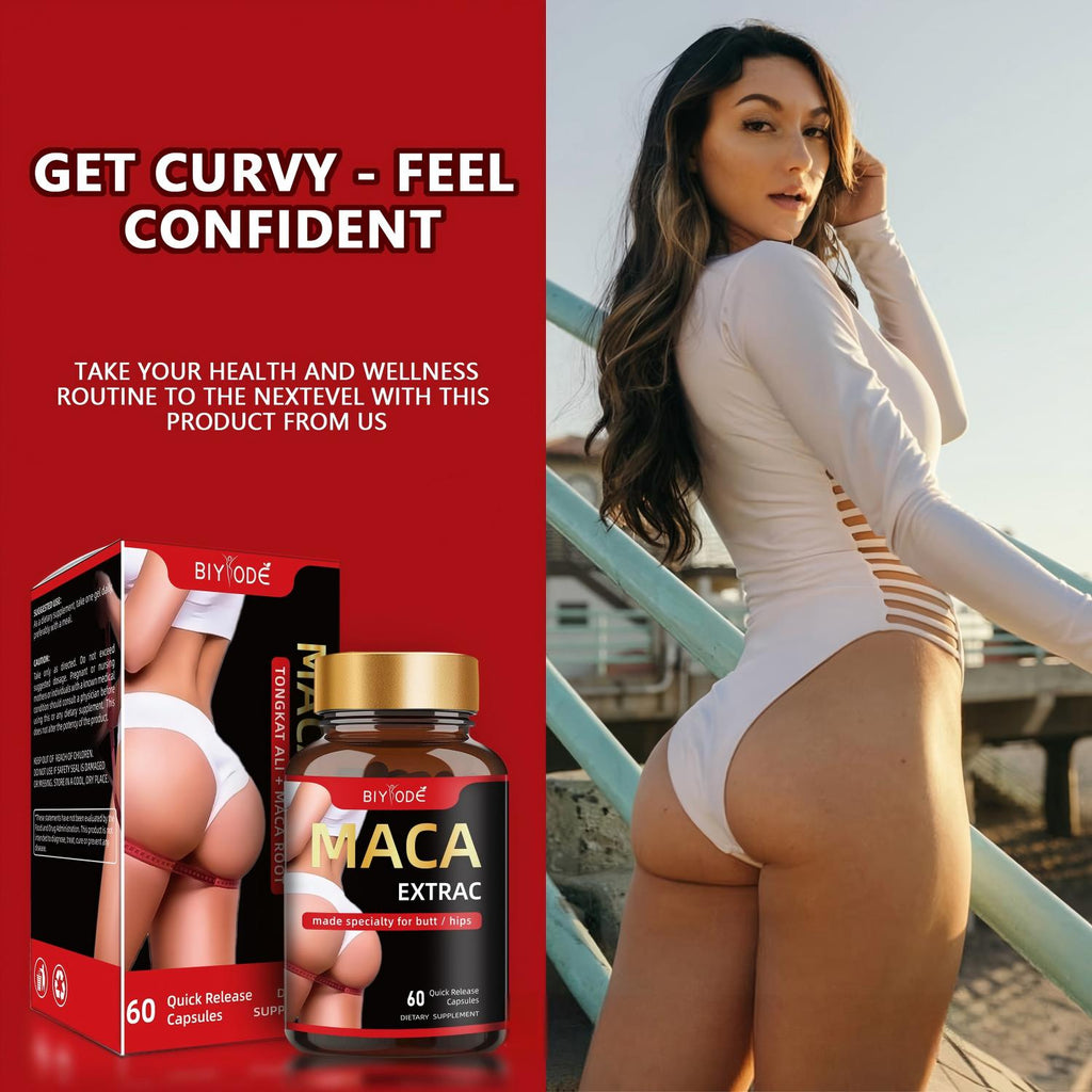 Maca Extract 3000mg for Curves | Natural Butt Enhancement Pills for Women | 60 Capsules | Booty, Hips, Hormonal Balance Support Supplement | All Natural Ingredients, Non-GMO