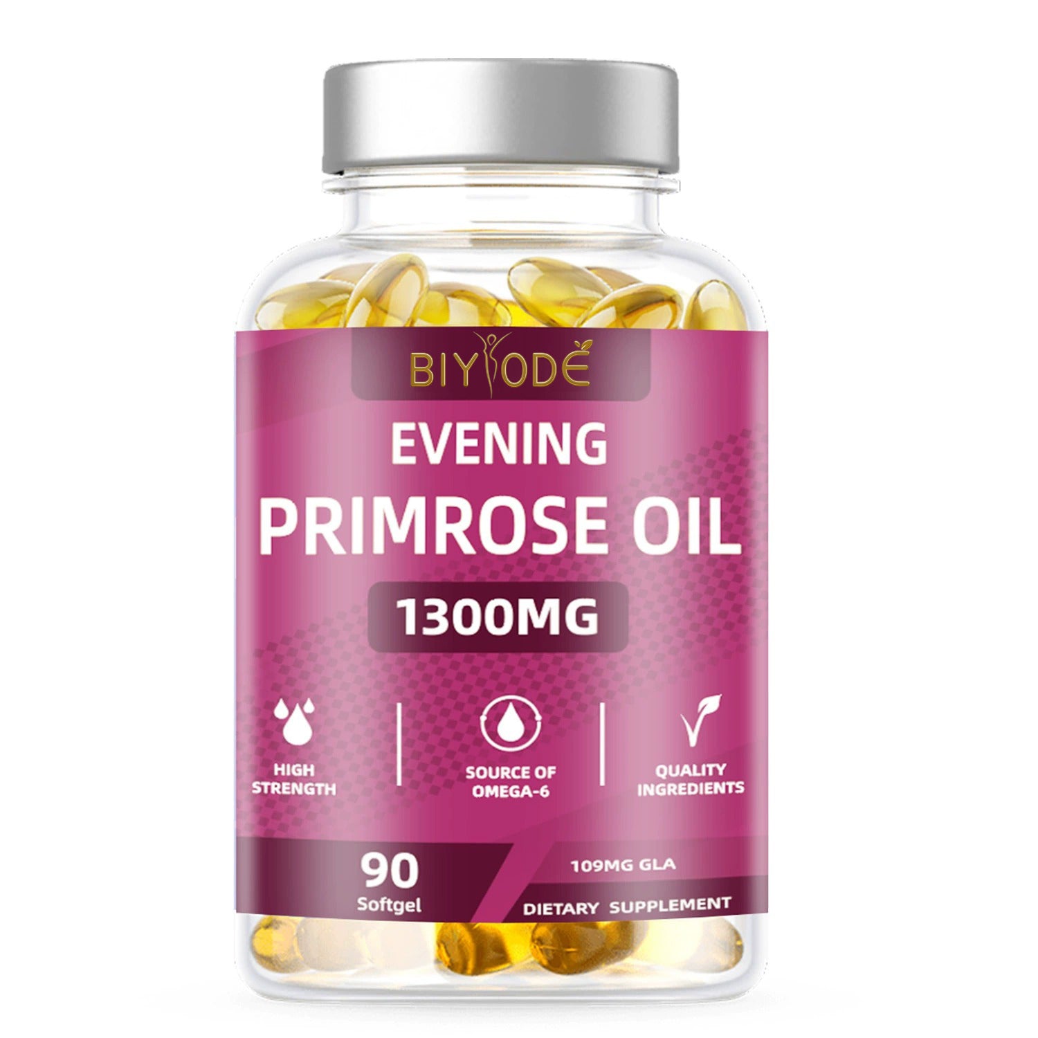 Evening Primrose Oil 1300mg Softgels - 90 Count, 109mg GLA Omega-6 Supplement for Healthy Skin, Hormone Support (PMS & Menopause), Non-GMO, Gluten-Free, Third-Party Tested