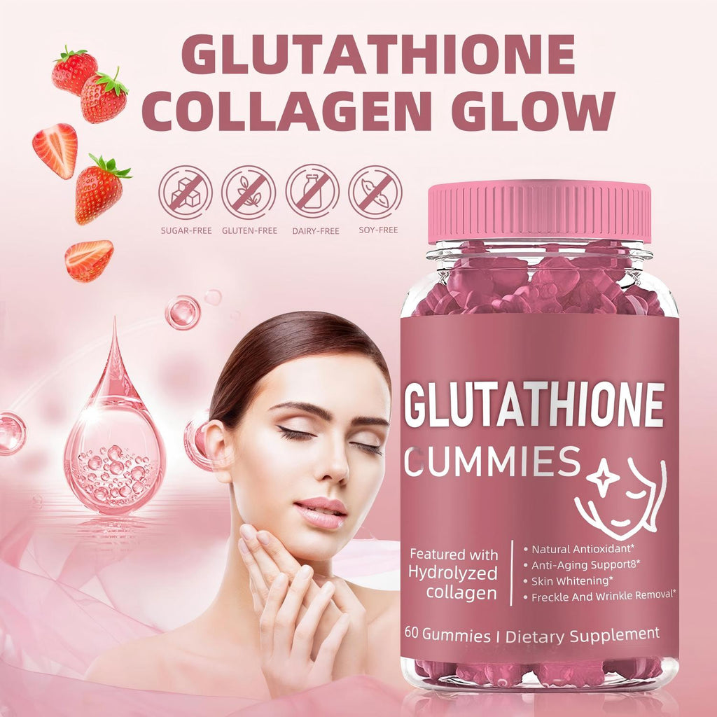 BIYODE Glutathione Gummies 500mg with Hydrolyzed Collagen, 60 Count, High Potency Skin Whitening & Anti-Aging Supplement, Natural Antioxidant for Freckle & Wrinkle Reduction, Sugar Free, Gluten Free, Vegan, 60 Gummies