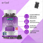 Zinc for Acne Gummies - 60 Gummies, Pectin-Based, Sugar-Free, with Zinc Oxide & Vitamin, Blueberry Raspberry Flavor - Helps Clear Pimples, Regulate Hormonal Acne, Eradicate Dark Spots, Smooth Skin - Dietary Supplement for Acne-Prone Skin