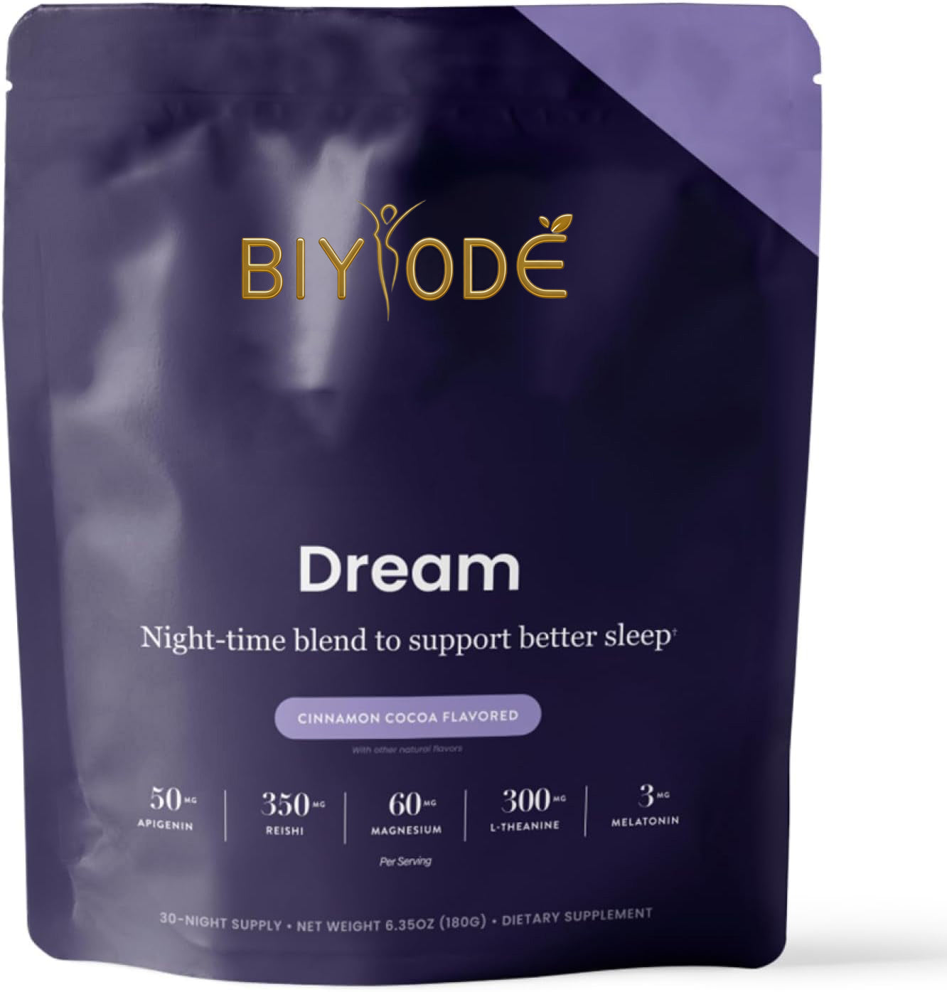 Dream Sleep Powder, L-Theanine, Apigenin, Reishi and Magnesium, Third Party Tested Natural Sleep Aid & Sleep Supplement, Health and Wellness Gift, Natural Sleep Support, Non-GMO, 30 Servings