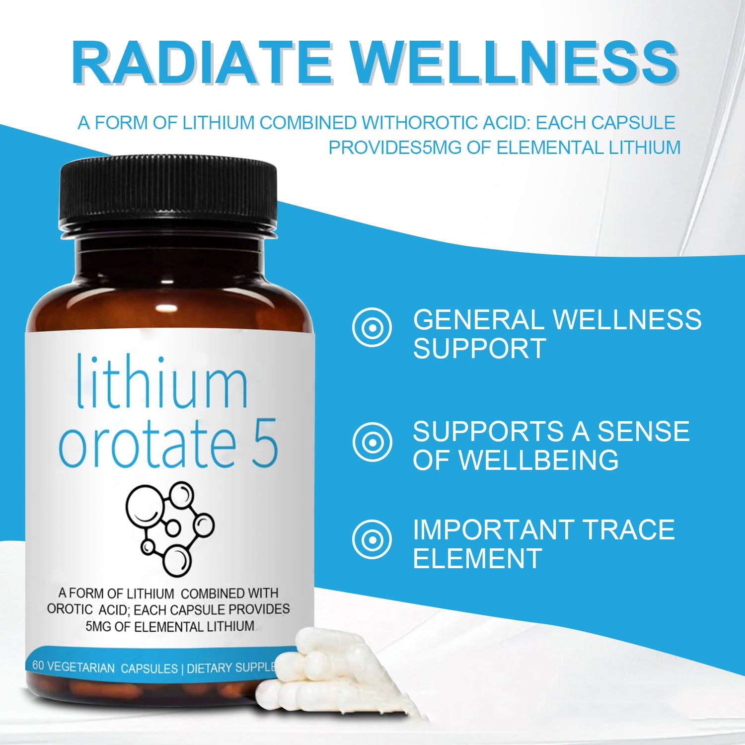 Lithium Orotate Intestinal Capsules Health Care Body Supplements