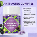 Anti-Aging Gummies with Collagen & Phytoceramides - 60 Sugar-Free Berry Flavor Supplement, Organic Vegan Anti-Aging Gummies for Skin Firmness, Fine Lines & Hyperpigmentation, Non-GMO