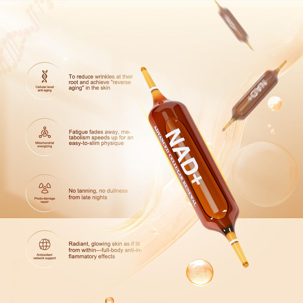 NAD+ 1200mg Liquid Supplement with Nicotinamide Riboside, PQQ & Grape Seed Extract for Cellular Vitality, Energy Metabolism & Antioxidant Support – 10 Liquid Vials