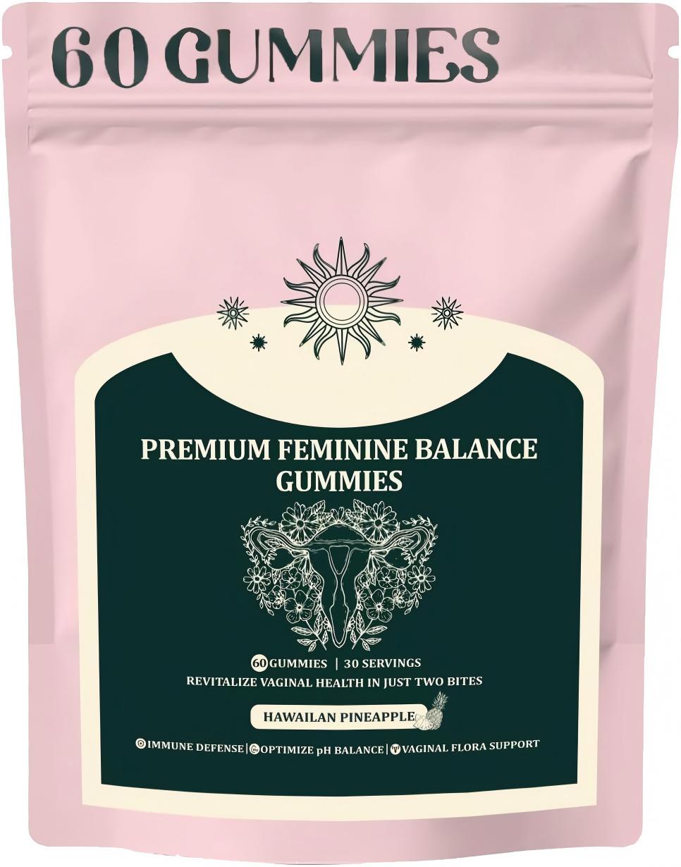 Premium Feminine Balance Gummies for Women, Hawaiian Pineapple Gummies for Women PH Balance Support - Immune Support Gluten-Free - 60 Gummies - 30 Servings