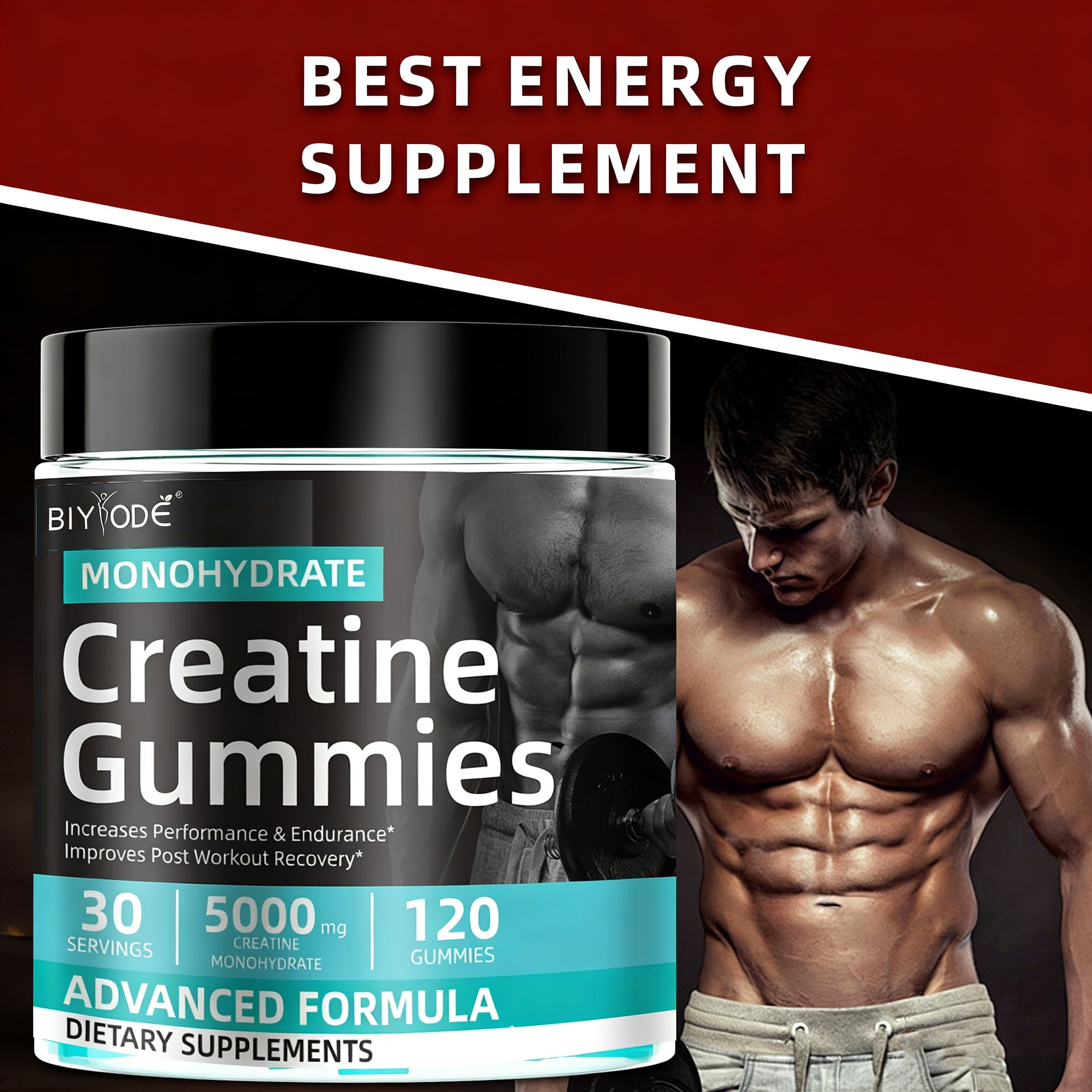 Creatine Monohydrate Gummies - 5000mg Per Serving, 120 Count (30 Servings) Creatine Supplements for Men & Women, Boost Workout Performance, Endurance & Post-Workout Recovery, Advanced Formula Dietary Supplement