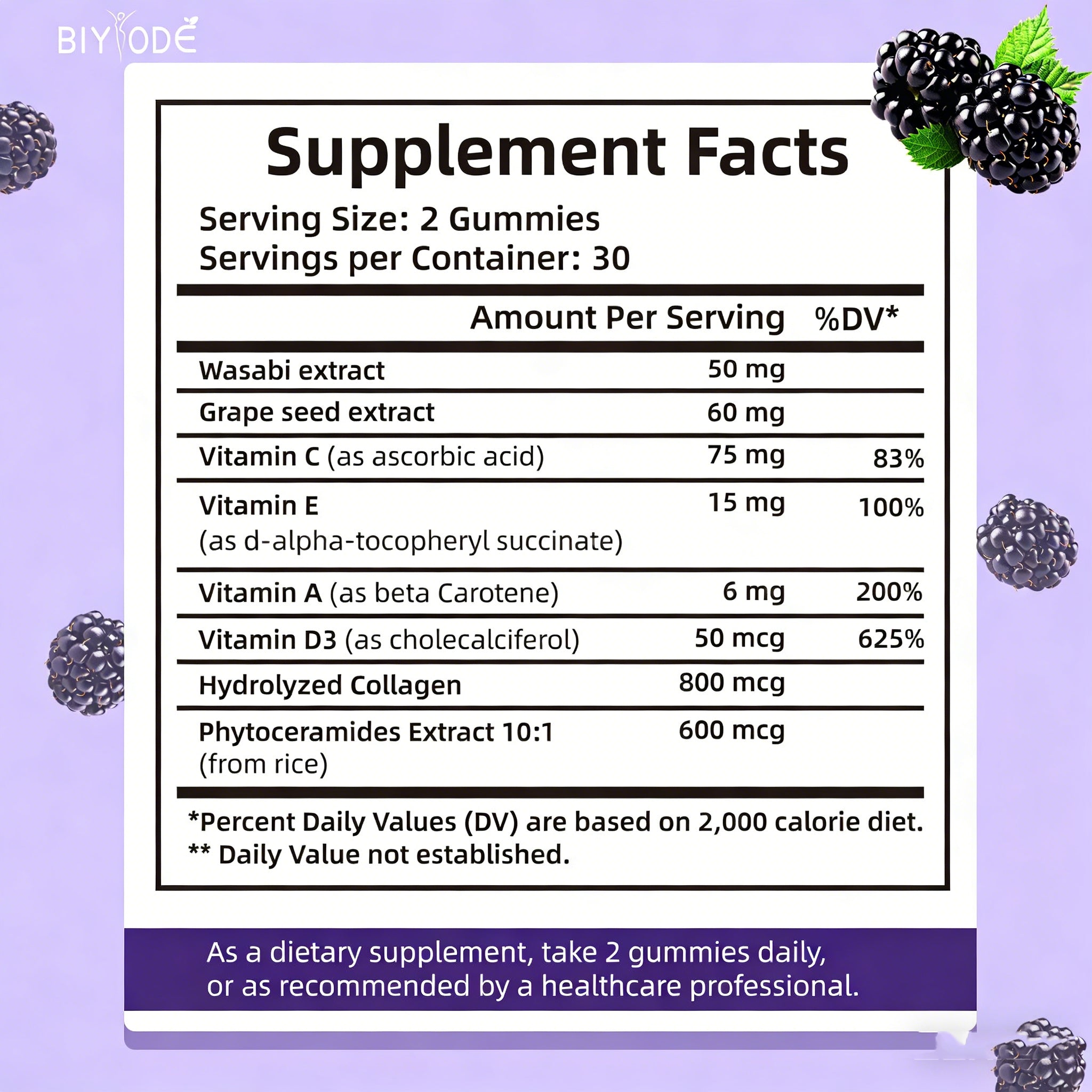 Anti-Aging Gummies with Collagen & Phytoceramides - 60 Sugar-Free Berry Flavor Supplement, Organic Vegan Anti-Aging Gummies for Skin Firmness, Fine Lines & Hyperpigmentation, Non-GMO